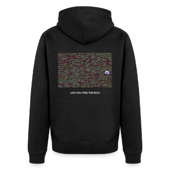 Programmierer, Coder, Bugs, Debugging - Unisex Premium Bio Zip Hoodie - Schwarz - Hinten - Nico (187cm)