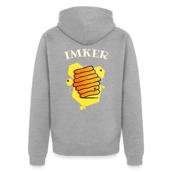 beekeeper - Unisex Premium Organic Zip Hoodie - heather grey - Back - Nico (187cm)