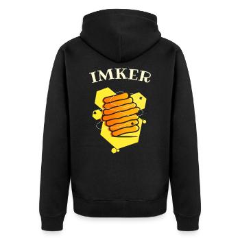 Imker - Unisex Premium Bio Zip Hoodie - Schwarz - Hinten - Nico (187cm)