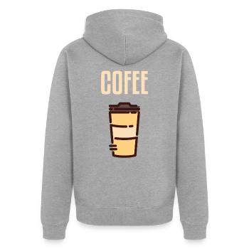 Kaffee süchtig Trinken Koffein Kaffeepause - Unisex Premium Bio Zip Hoodie - Grau meliert - Hinten - Nico (187cm)
