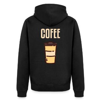 Kaffee süchtig Trinken Koffein Kaffeepause - Unisex Premium Bio Zip Hoodie - Schwarz - Hinten - Nico (187cm)