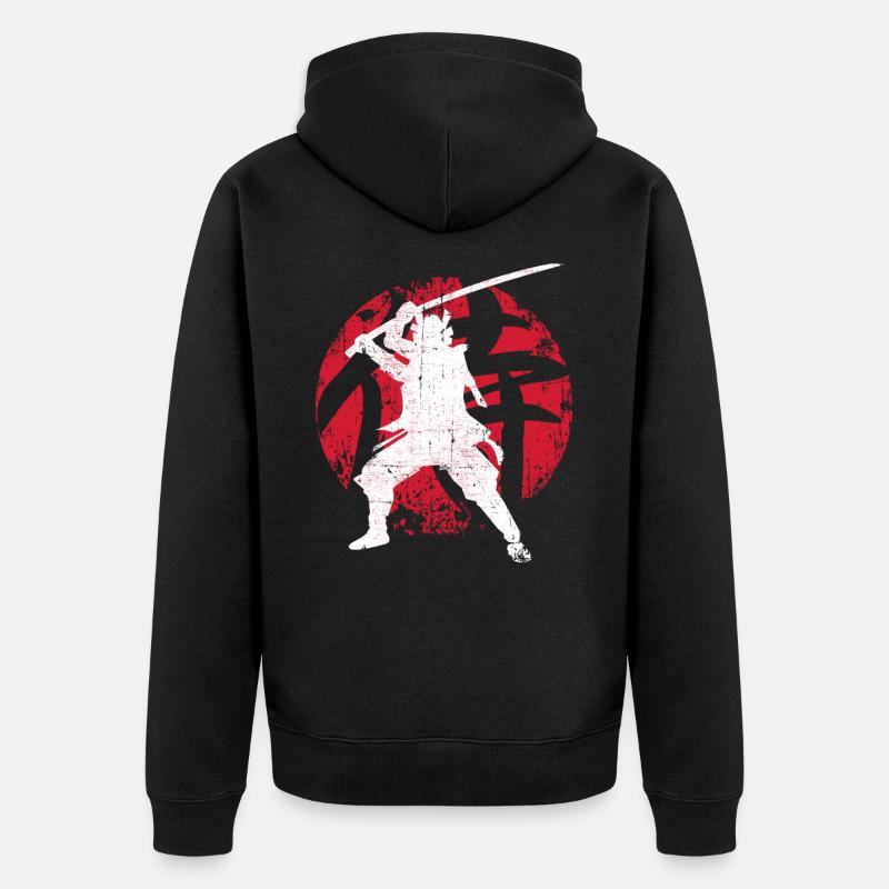 Samurai - Unisex Premium Bio Zip Hoodie - Schwarz