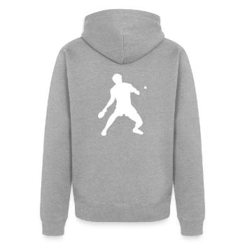 tennis de table - Veste à capuche bio Premium Unisexe - gris chiné - Dos - Nico (187cm)