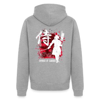 Samurai warrior gift - Unisex Premium Organic Zip Hoodie - heather grey - Back - Nico (187cm)