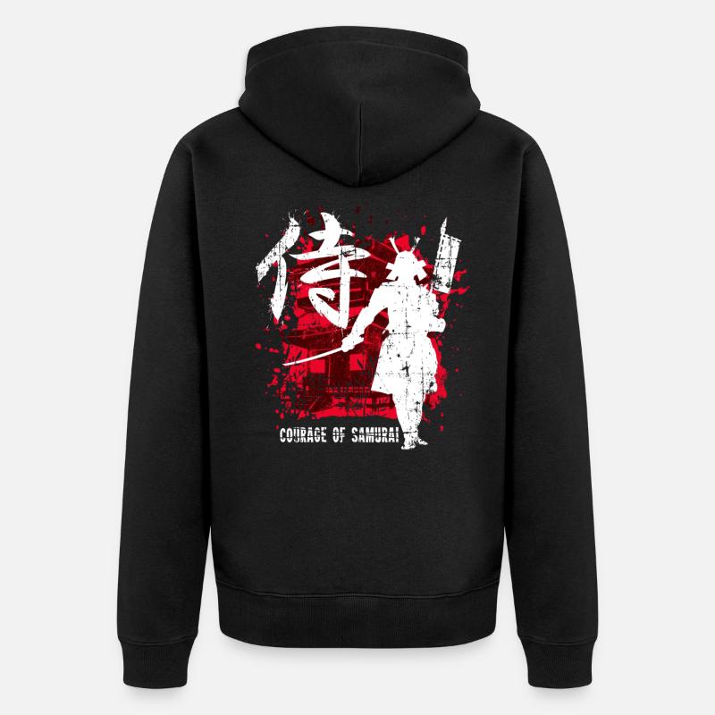 Samurai warrior gift - Unisex Premium Organic Zip Hoodie - black