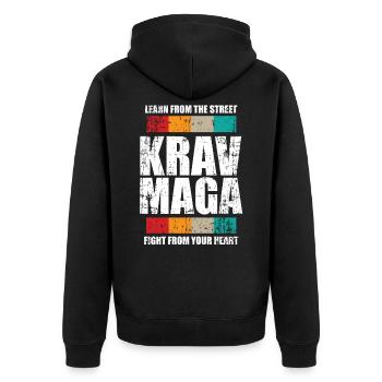 Krav Maga discipline gift - Unisex Premium Organic Zip Hoodie - black - Back - Nico (187cm)
