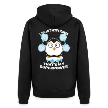 Cadeau de sport muscles de remise en forme pingouin - Veste à capuche bio Premium Unisexe - noir - Dos - Nico (187cm)