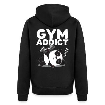 Panda Fitness Haltère Gym Cadeau - Veste à capuche bio Premium Unisexe - noir - Dos - Nico (187cm)