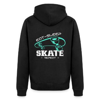 Skateboard - Unisex Premium Bio Zip Hoodie - Schwarz - Hinten - Nico (187cm)