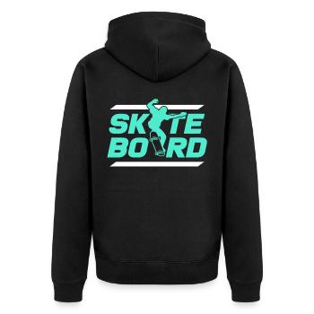 Skateboard - Unisex Premium Bio Zip Hoodie - Schwarz - Hinten - Nico (187cm)