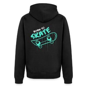 Skateboard - Unisex Premium Bio Zip Hoodie - Schwarz - Hinten - Nico (187cm)