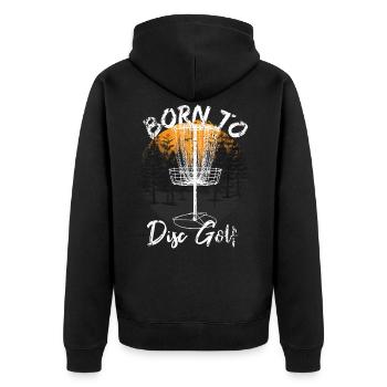 Disc Golf Frisbee Geschenk - Unisex Premium Bio Zip Hoodie - Schwarz - Hinten - Nico (187cm)