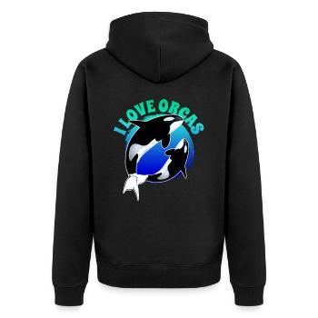 J'adore les orques - Veste à capuche bio Premium Unisexe - noir - Dos - Nico (187cm)