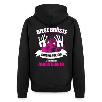 Gerüstbauer Frau Freundin Witziger Spruch - Unisex Premium Bio Zip Hoodie - Schwarz - Hinten - Nico (187cm)