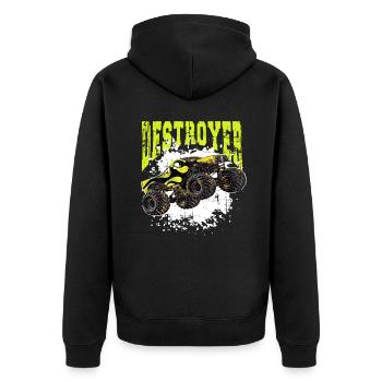 Monstertruck - Unisex Premium Bio Zip Hoodie - Schwarz - Hinten - Nico (187cm)