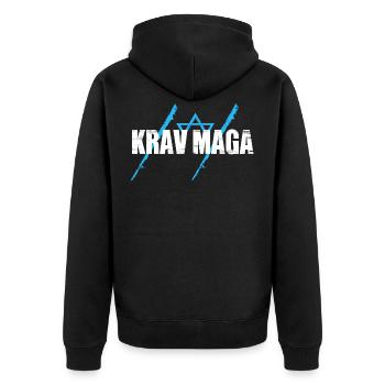 Krav Maga - Unisex Premium Bio Zip Hoodie - Schwarz - Hinten - Nico (187cm)