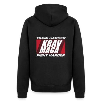 Krav Maga - Unisex Premium Bio Zip Hoodie - Schwarz - Hinten - Nico (187cm)