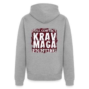 Krav Maga auto-défense en mêlée - Veste à capuche bio Premium Unisexe - gris chiné - Dos - Nico (187cm)