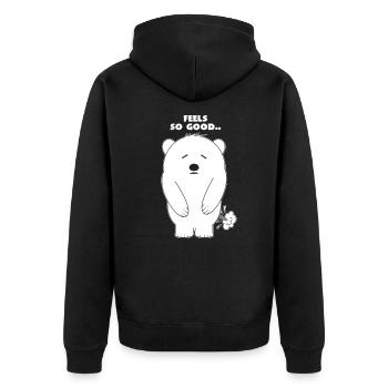 Eisbär Pups - Unisex Premium Bio Zip Hoodie - Schwarz - Hinten - Nico (187cm)