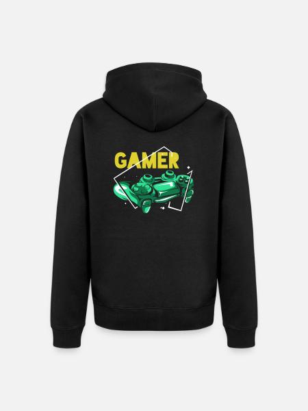 Gamer - Felpa con cappuccio ecologica premium unisex - nero
