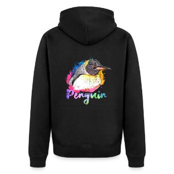 Pinguin Antarktis Geschenk - Unisex Premium Bio Zip Hoodie - Schwarz - Hinten - Nico (187cm)