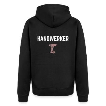 Handwerker Handwerk Schreiner - Unisex Premium Bio Zip Hoodie - Schwarz - Hinten - Nico (187cm)
