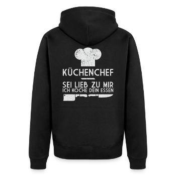 Koch Restaurant Kochen - Unisex Premium Bio Zip Hoodie - Schwarz - Hinten - Nico (187cm)
