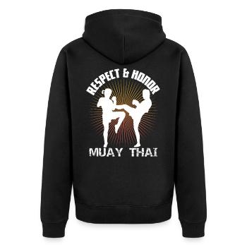Les Muay Thai respectent les coffrets cadeaux - Veste à capuche bio Premium Unisexe - noir - Dos - Nico (187cm)