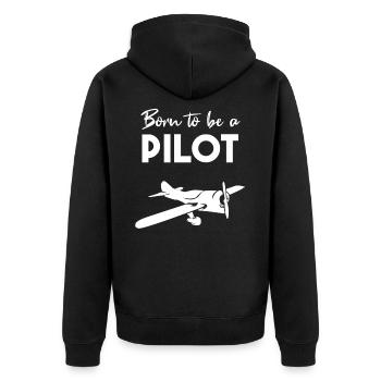 Pilot Flugzeug Reisen - Unisex Premium Bio Zip Hoodie - Schwarz - Hinten - Nico (187cm)