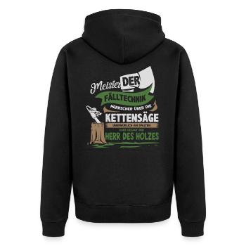 Holz Kettensäge Holzfäller - Unisex Premium Bio Zip Hoodie - Schwarz - Hinten - Nico (187cm)