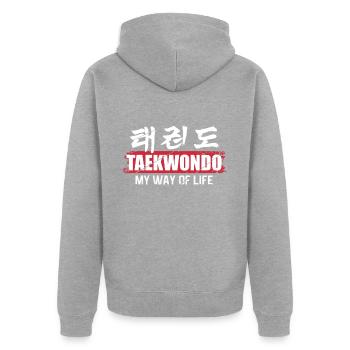 Taekwondo Tae Kwon Do Gift Club MMA - Unisex Premium Organic Zip Hoodie - heather grey - Back - Nico (187cm)