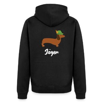 Hund Jäger Jagen - Unisex Premium Bio Zip Hoodie - Schwarz - Hinten - Nico (187cm)