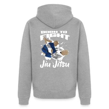 Jiu Jitsu - Unisex Premium Bio Zip Hoodie - Grau meliert - Hinten - Nico (187cm)