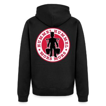 01 Hummel Hummel Mors Mors Hamburg - Unisex Premium Bio Zip Hoodie - Schwarz - Hinten - Nico (187cm)