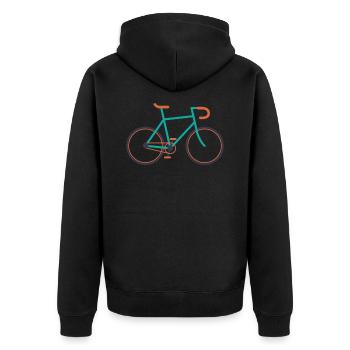 Fahrrad Rennrad Radsport - Unisex Premium Bio Zip Hoodie - Schwarz - Hinten - Nico (187cm)
