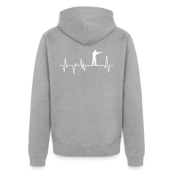 Tir sportif Club de tir - Veste à capuche bio Premium Unisexe - gris chiné - Dos - Nico (187cm)