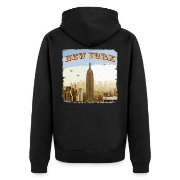 New York - Unisex Premium Bio Zip Hoodie - Schwarz - Hinten - Nico (187cm)