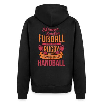 Handball Handballer Sport - Unisex Premium Bio Zip Hoodie - Schwarz - Hinten - Nico (187cm)