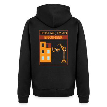 Ingenieur Maschinenbau Student Studium Uni - Unisex Premium Bio Zip Hoodie - Schwarz - Hinten - Nico (187cm)