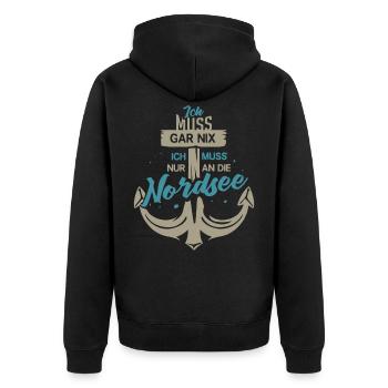 Nordsee Freizeit Urlaub Meer - Unisex Premium Bio Zip Hoodie - Schwarz - Hinten - Nico (187cm)