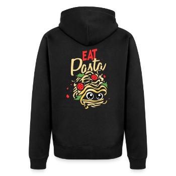 Eat pasta spaghetti food - Unisex Premium Organic Zip Hoodie - black - Back - Nico (187cm)