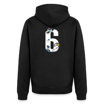 Child Birthday 6 years Police Policeman T-Shirt - Unisex Premium Organic Zip Hoodie - black - Back - Nico (187cm)