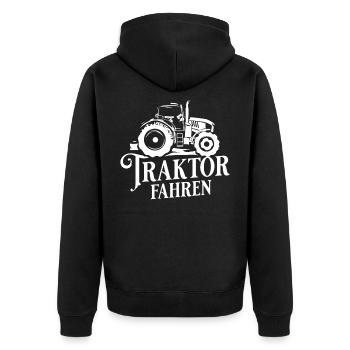 Traktor Bauer Landwirt - Unisex Premium Bio Zip Hoodie - Schwarz - Hinten - Nico (187cm)