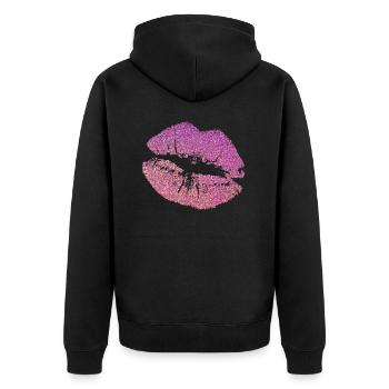 Glitzer Lippen - Unisex Premium Bio Zip Hoodie - Schwarz - Hinten - Nico (187cm)