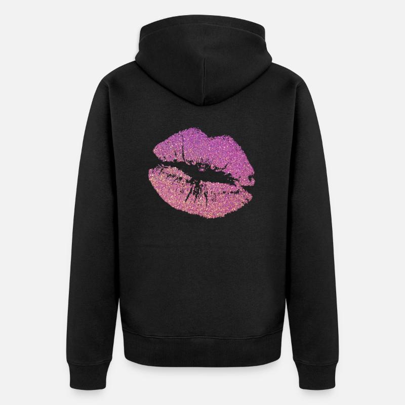 Glitzer Lippen - Unisex Premium Bio Zip Hoodie - Schwarz