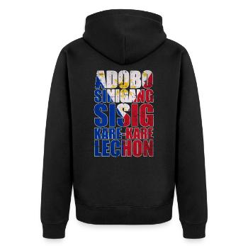 Philippinen Küche - Unisex Premium Bio Zip Hoodie - Schwarz - Hinten - Nico (187cm)