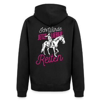 Rider Equestrian Equestrian Sport - Unisex Premium Organic Zip Hoodie - black - Back - Nico (187cm)