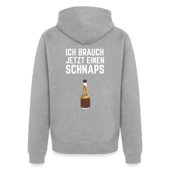 Schnaps Alkohol Whiskey - Unisex Premium Bio Zip Hoodie - Grau meliert - Hinten - Nico (187cm)