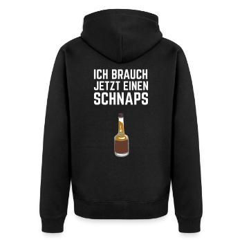 Schnaps Alkohol Whiskey - Unisex Premium Bio Zip Hoodie - Schwarz - Hinten - Nico (187cm)
