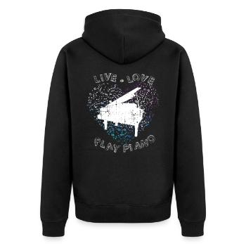 Musicien coeur de piano - Veste à capuche bio Premium Unisexe - noir - Dos - Nico (187cm)